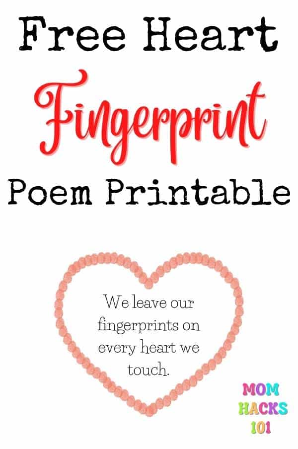 Free Heart Fingerprint Poem Printable