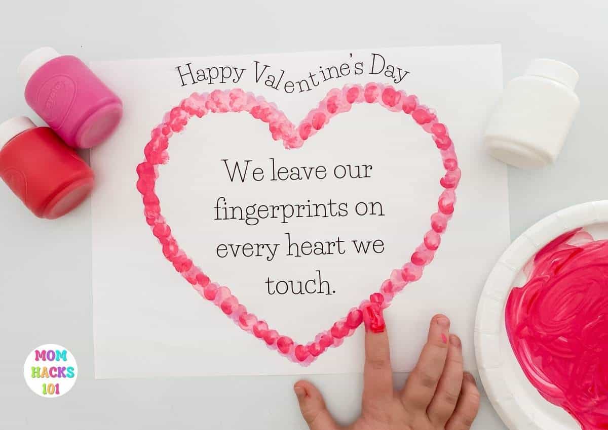Fingerprint heart poem printable Valentine