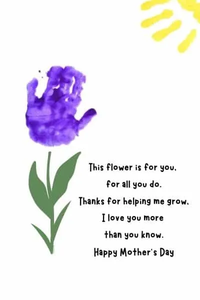Mother's Day Handprint Flower Poem Template
