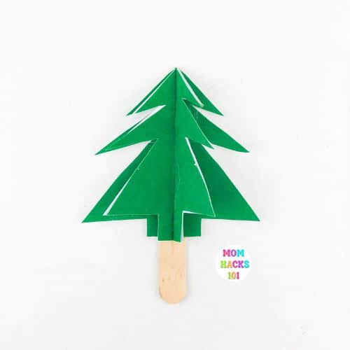 Popsicle stick Christmas tree for paper plate snow globe