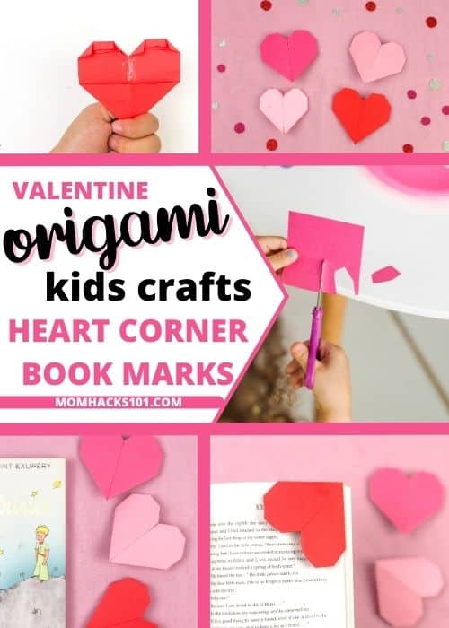 valentine origami heart corner bookmark