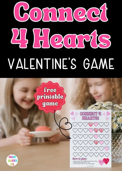 Connect 4 hearts valentines game printable free