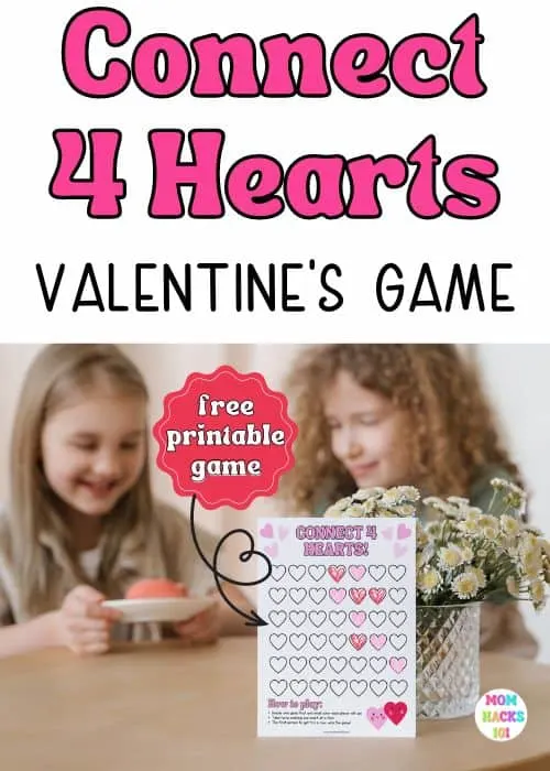 Connecg 4 hearts free printable valentine game
