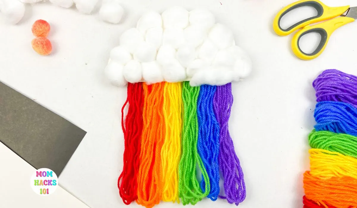 cotton ball rainbow craft