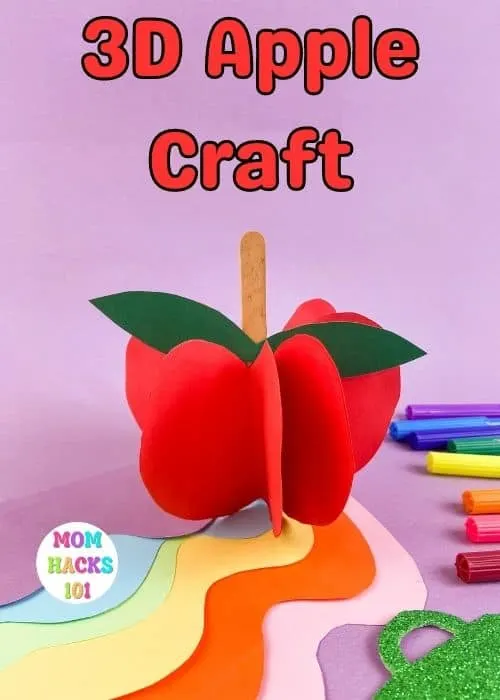 3D paper apple craft for kids