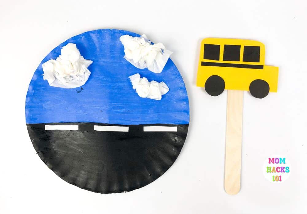 Paper plate school bus craft for preschool