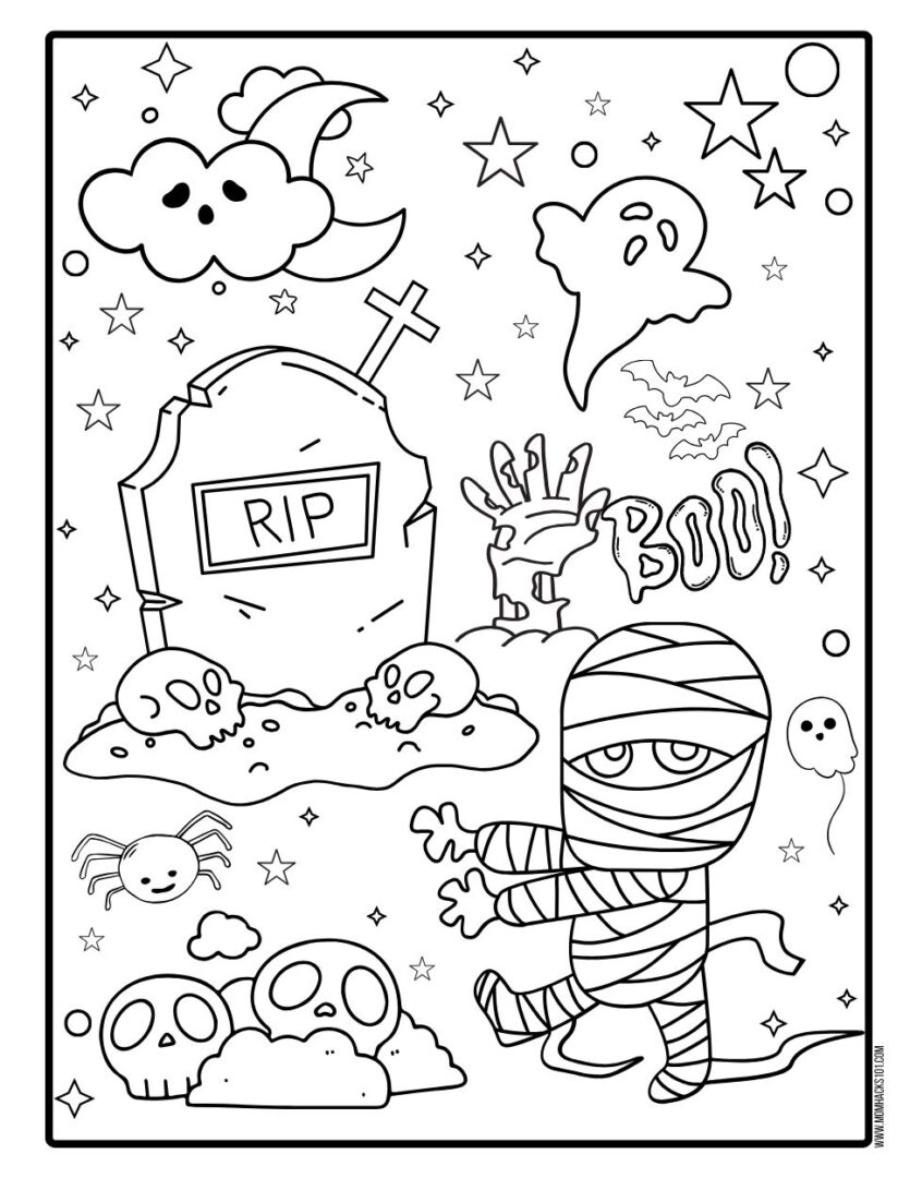 5 Free Halloween Coloring Pages For Kids - Mom Hacks 101
